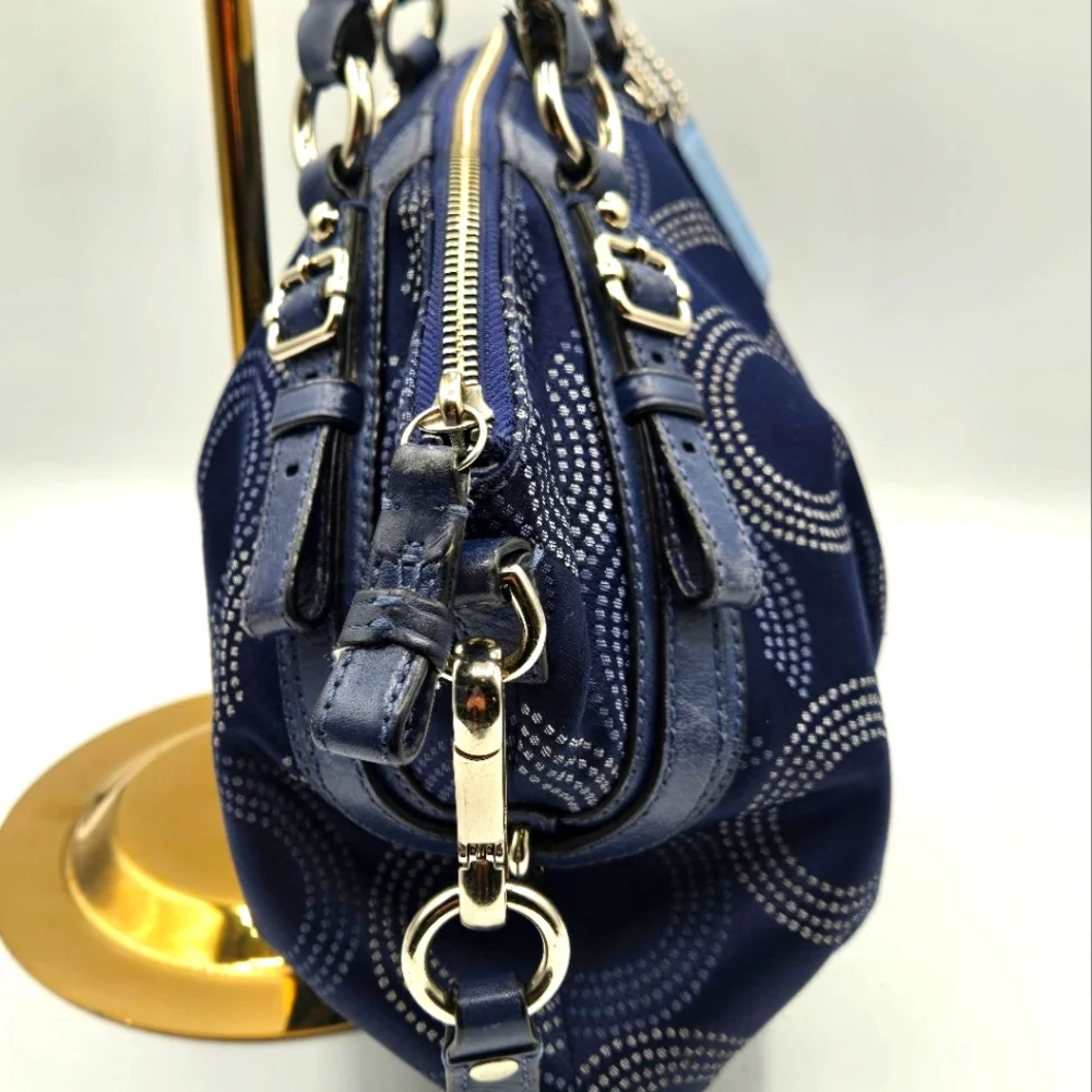 COACH Madison Sophia Satchel OP C Denim Blue Gold Hardware 2 Tags - Picture 7 of 15